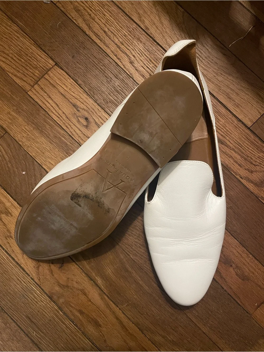 Aquatalia White Leather Slip-On Loafers Women’s Flats - Picture 2 of 2